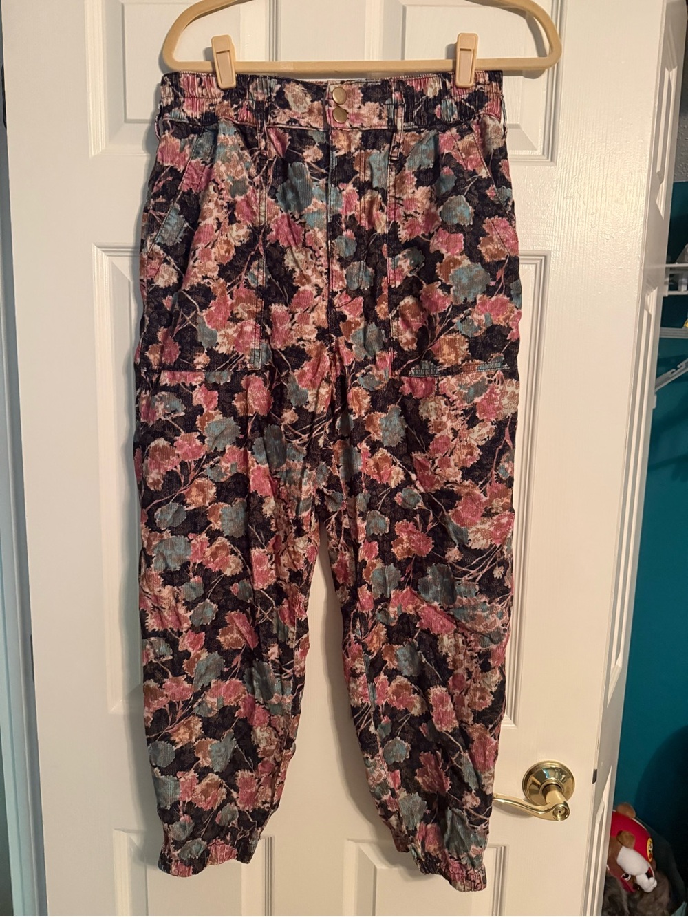 Anthropologie Corduroy Joggers Floral Print
